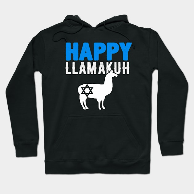 Happy Llamakkah! Funny Jewish Pun,  Llama Hannukah Design Hoodie by BlueTshirtCo